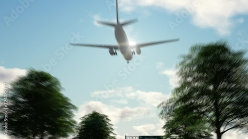 Airplane Arriving to San Antonio Airport to Usa photo