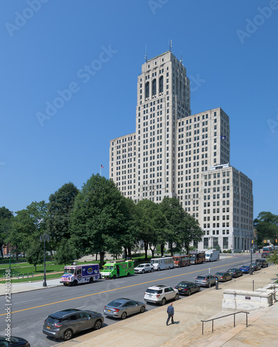 Historic art deco Alfred E. Smith State Office Building in downtown Albany, New York