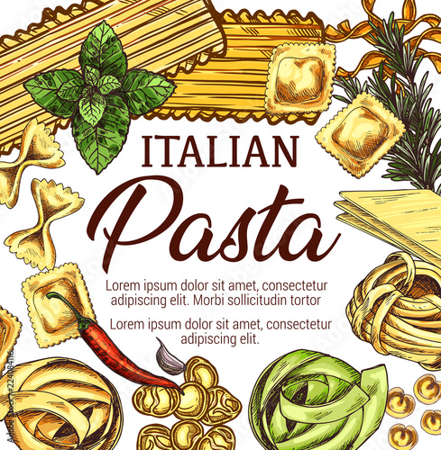 Italian pasta, macaroni and spaghetti sketch