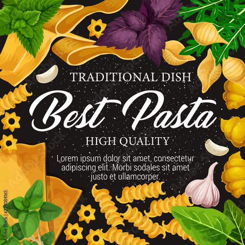 Italian cuisine pasta, spice and herbs