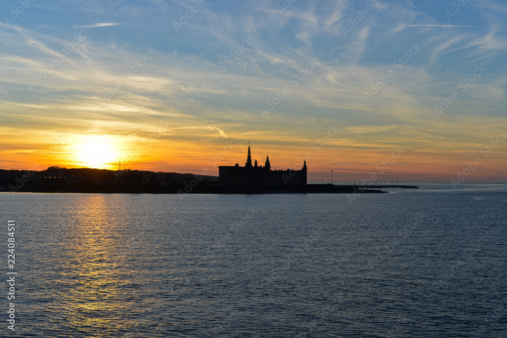 Sunset over Kronborg castle,Denmark