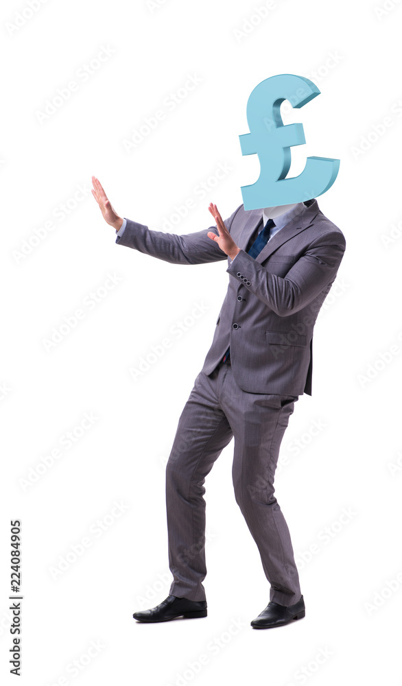 Businessman with british pound sign instead of head Businessman with british pound sign instead of head