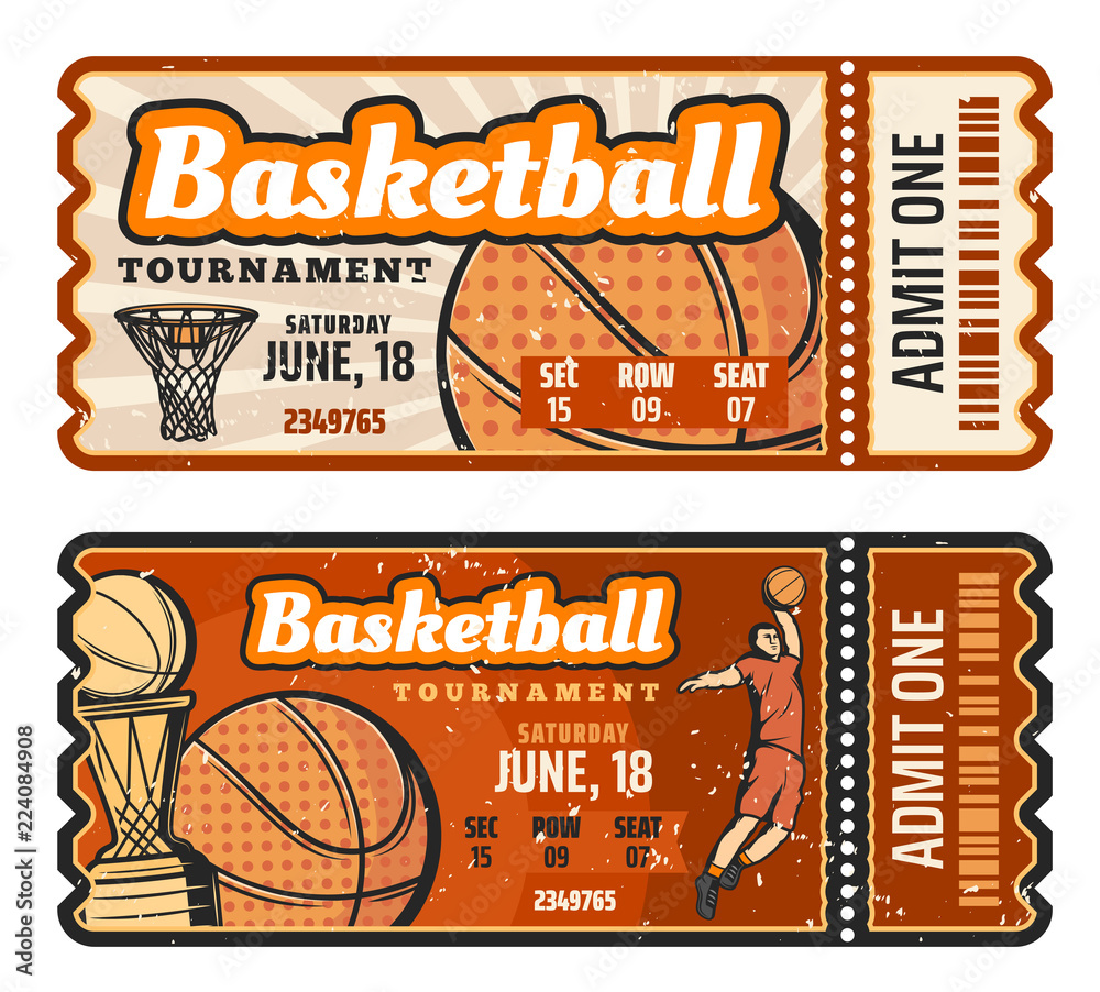 Basketball sport game ticket, vector Stock Vector Adobe Stock