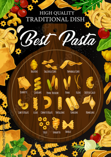 Best Italian pasta on cutting board
