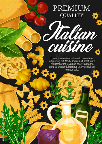 Italian cuisine with pasta and herbs