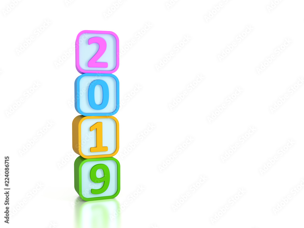 New Year 2019 Creative Design Concept - 3D Rendered Image New Year 2019 Creative Design Concept - 3D Rendered Image