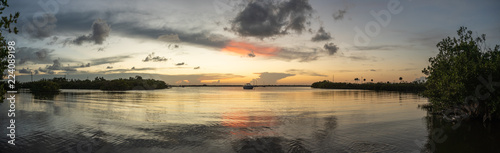 setting sun in the bay panorama