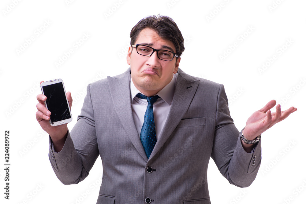 Businessman with mobile phone isolated on white Businessman with mobile phone isolated on white