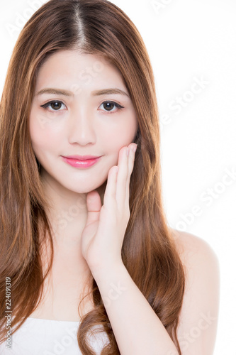 beauty woman touch face