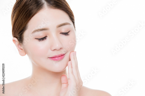 beauty woman touch face