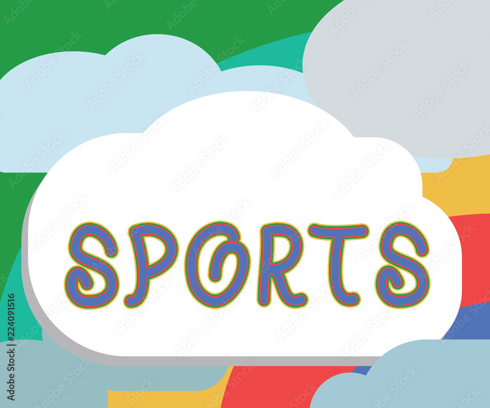 Text sign showing Sports. Conceptual photo activity physical exertion and skill individual or team competes. Text sign showing Sports. Conceptual photo activity physical exertion and skill individual or team competes.