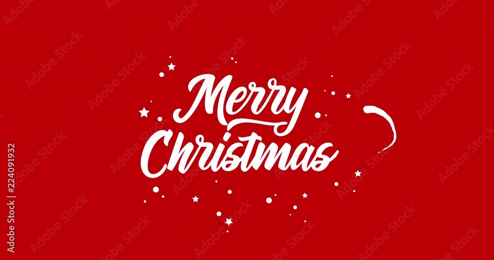 Merry Christmas Animated Greeting Card. Liquid Paint Stroke on Red Background. Xmas Greeting Title for Social Media, Blog, Party Invitation. Holiday Card Template.