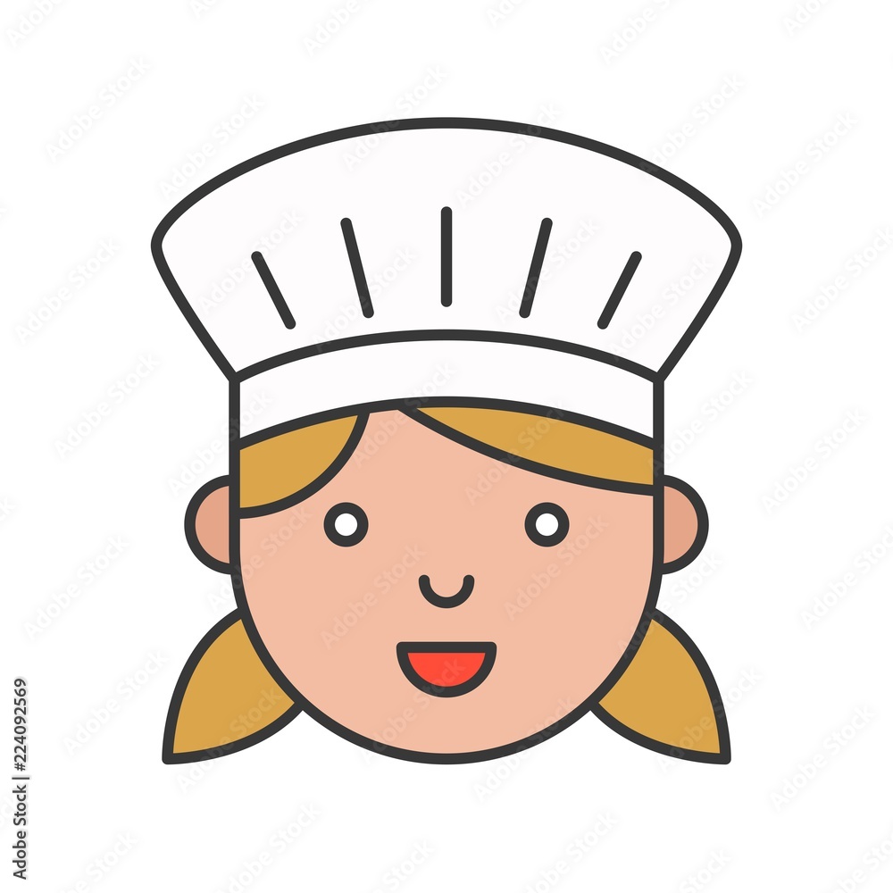Cute chef head filled outline icon, editable stroke Cute chef head filled outline icon, editable stroke