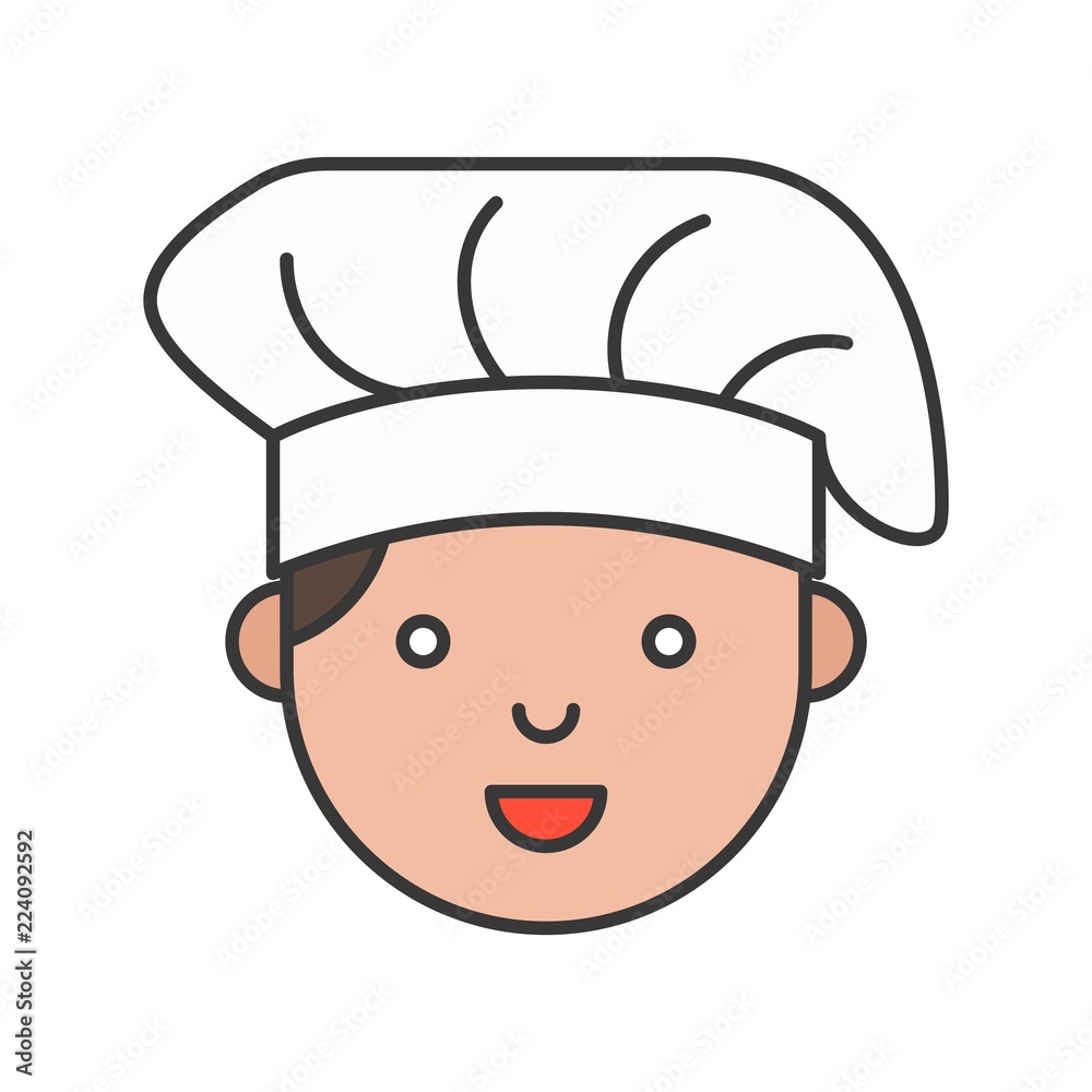 Cute chef head filled outline icon, editable stroke Cute chef head filled outline icon, editable stroke