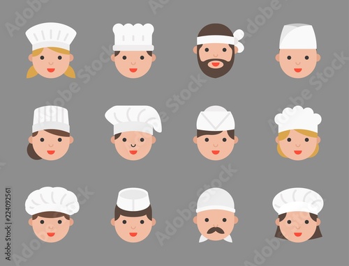 Cute chef avatar in variety such as pastry chef, italian chef, japanese chef