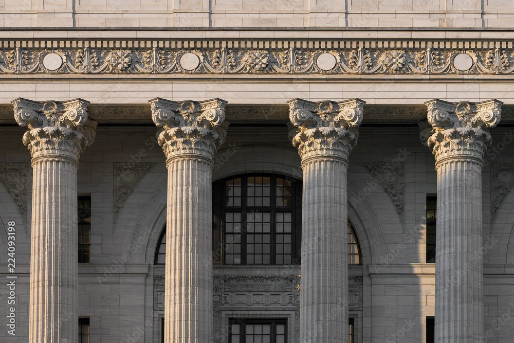 Closeup of four pillars of the New York State Education Department building