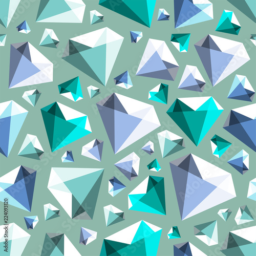 Low poly gem diamond seamless vector pattern