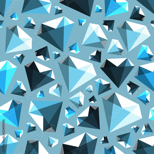 Low poly gem diamond seamless vector pattern