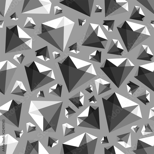 Low poly gem diamond seamless vector pattern