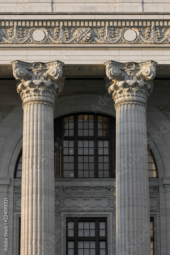 Closeup of two pillars of the New York State Education Department building
