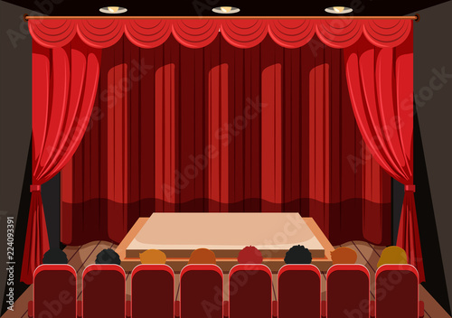 Theatre with red curtains