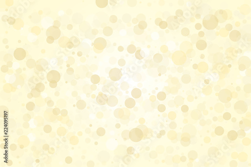 Light yellow, Golden bokeh background. Scalable vector illustration. Pattern with circles of different scale and transparency