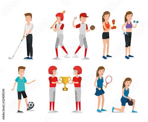 group of athletes practicing sport