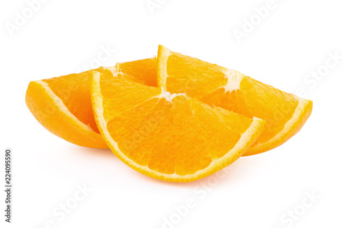 Orang slice isolate on white background. With clipping path. Stack image