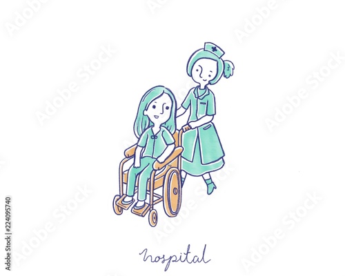 The patient in the hospital illustration