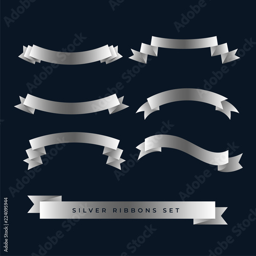 silver shiny 3d ribbons set