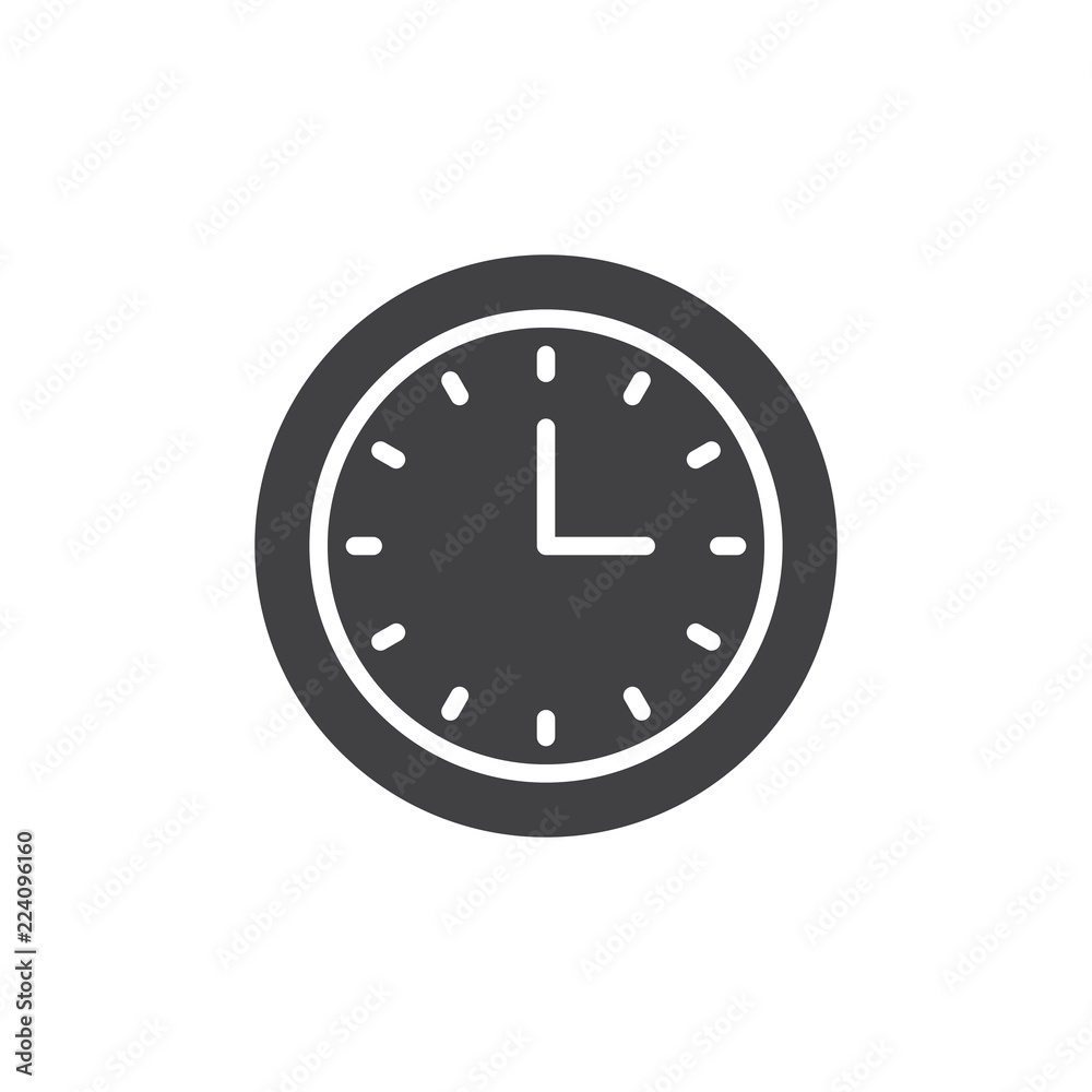 Wall Clock vector icon. filled flat sign for mobile concept and web design. Circular office clock simple solid icon. Symbol, logo illustration. Pixel perfect vector graphics Wall Clock vector icon. filled flat sign for mobile concept and web design. Circular office clock simple solid icon. Symbol, logo illustration. Pixel perfect vector graphics