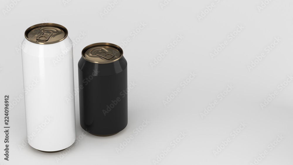 Big white and small black gold soda cans mockup Big white and small black gold soda cans mockup