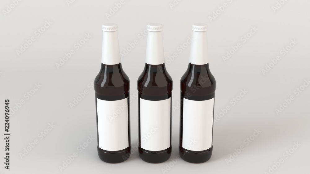 Mock up of tall beer bottles with blank labels