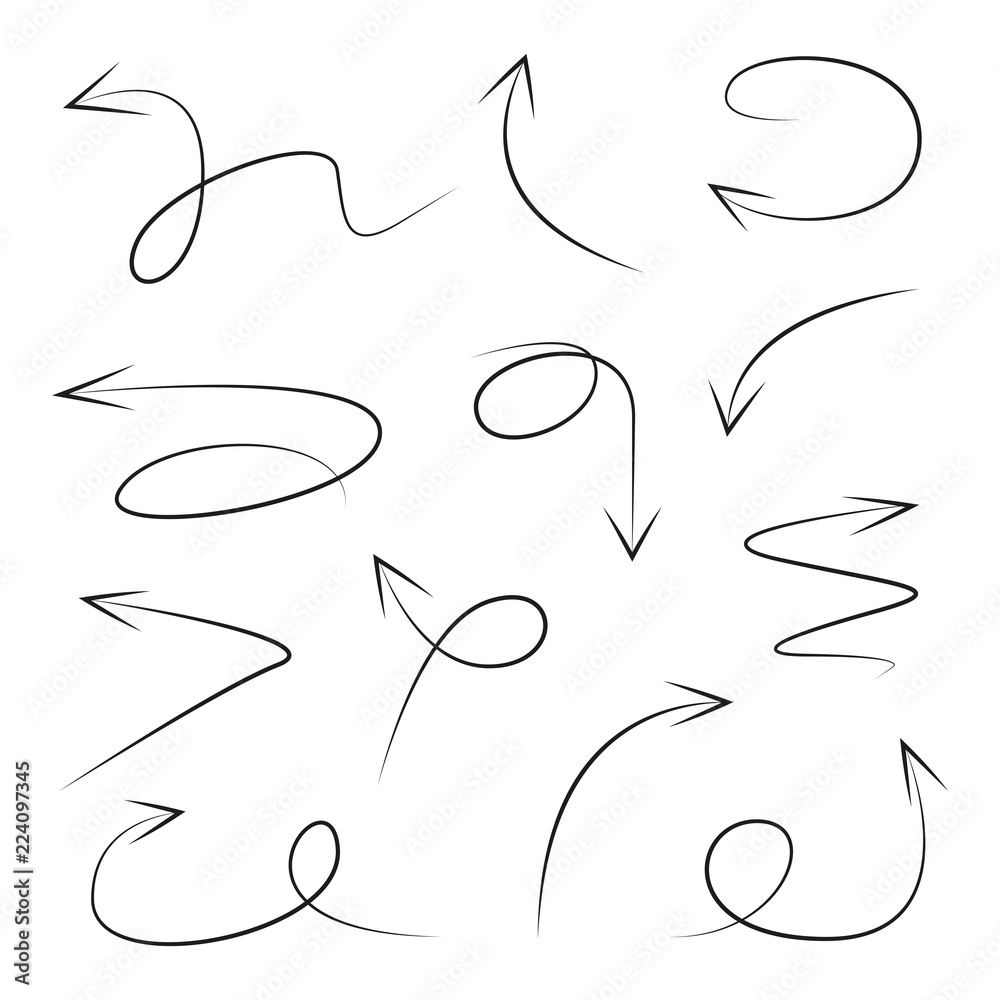 hand drawn arrow set on white background hand drawn arrow set on white background