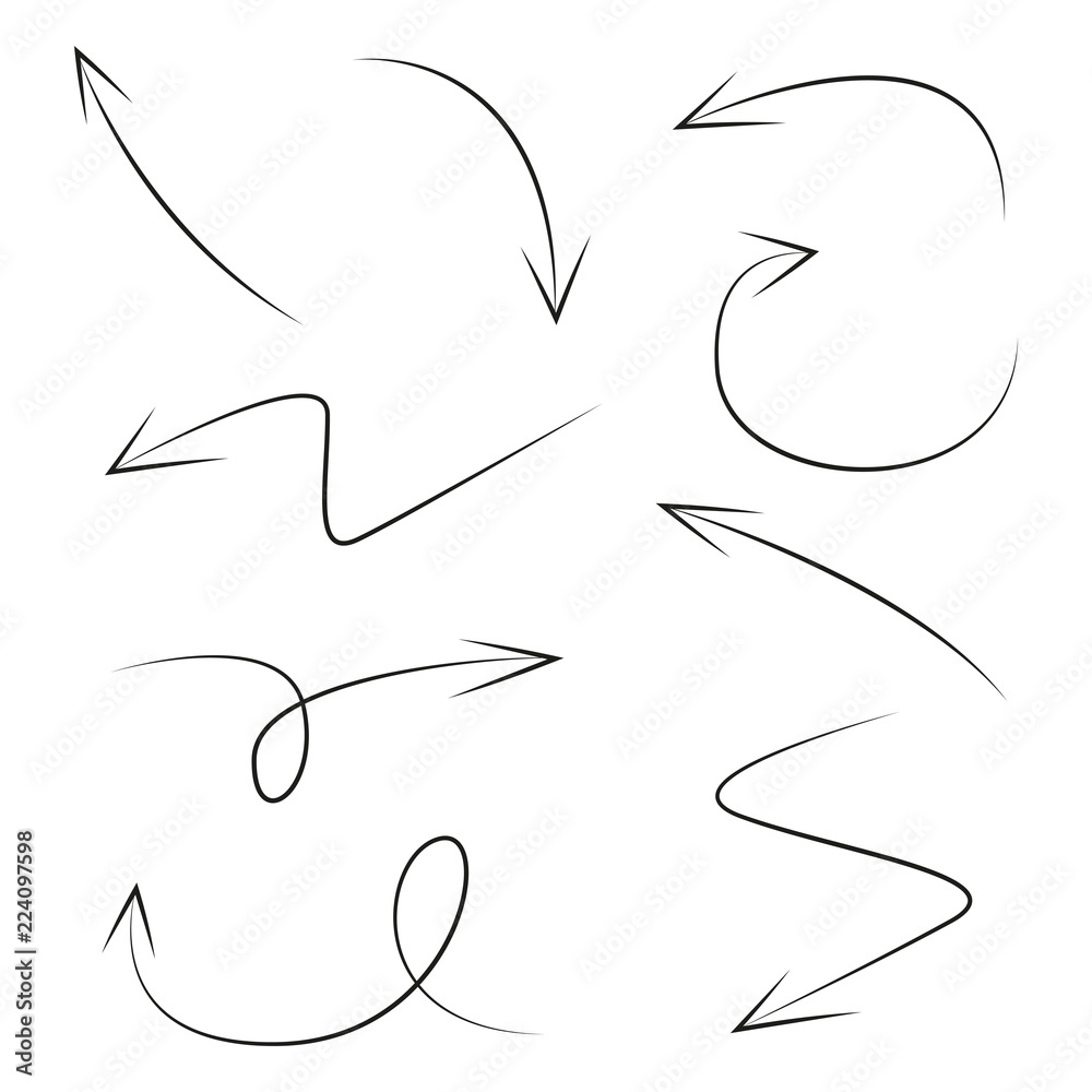 hand drawn arrow set on white background hand drawn arrow set on white background