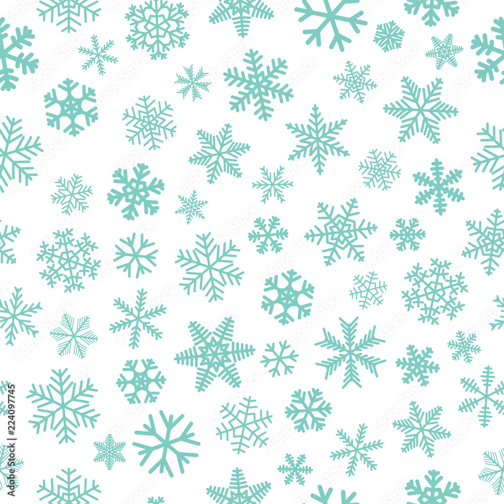 Christmas seamless pattern of snowflakes, light blue on white background Christmas seamless pattern of snowflakes, light blue on white background