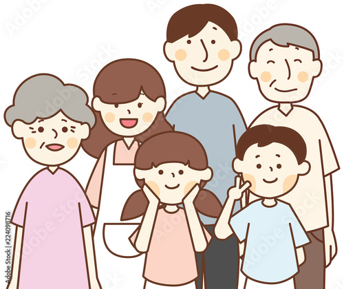  6人2世帯家族-仲良し家族団らん