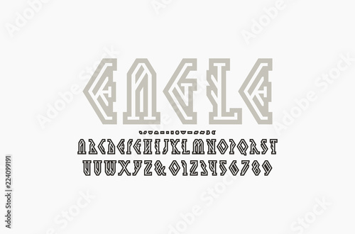 Decorative geometric hollow serif font