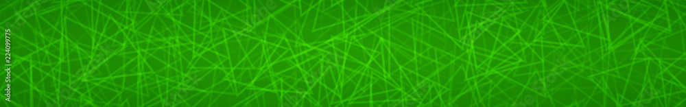 Abstract horizontal banner of randomly arranged contours of triangles on green background Abstract horizontal banner of randomly arranged contours of triangles on green background