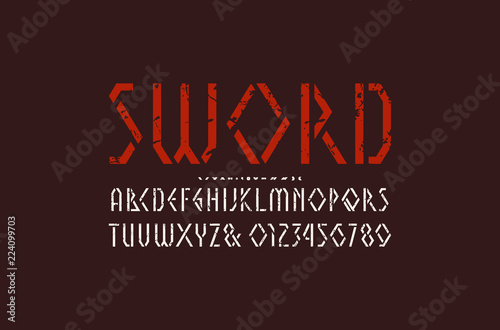 Stencil-plate geometric sans serif font