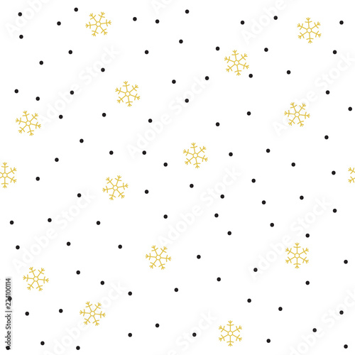 Vector seamless pattern of gold snowflakes. Seamless pattern.