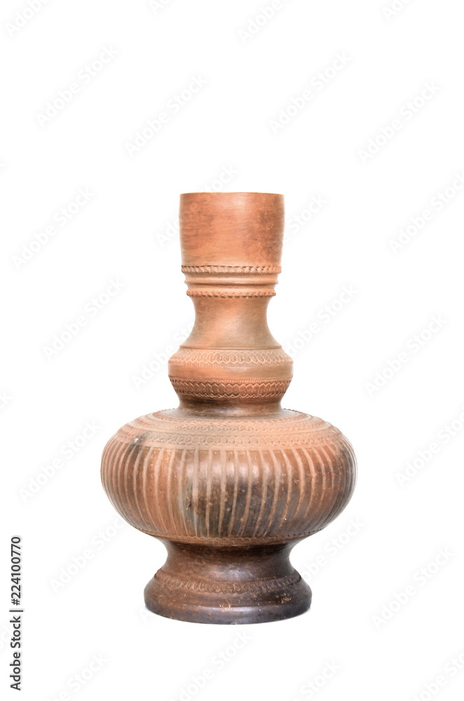 Single clay jug isolated on white background Single clay jug isolated on white background