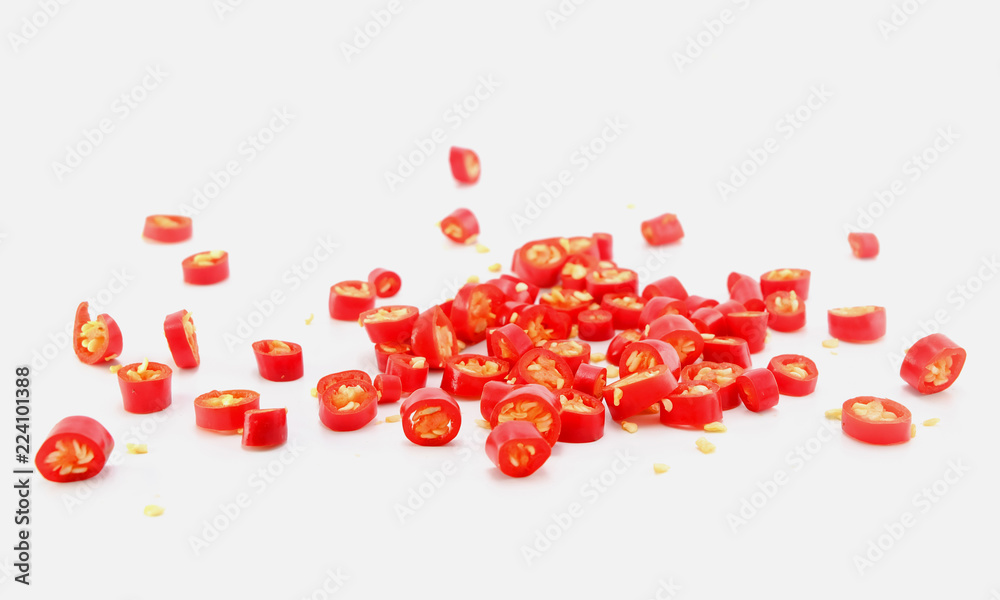 red slice chili on white background red slice chili on white background