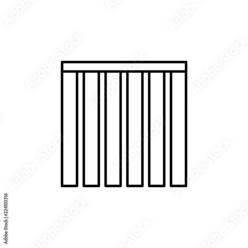 Vertical blinds. Window vertical shades. Line vector icon 