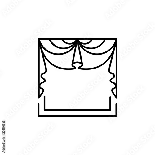 Swag valance & curtains. Window topper. Line vector icon 
