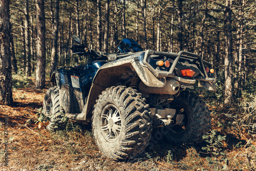 Close-up tail view of ATV quad bike.