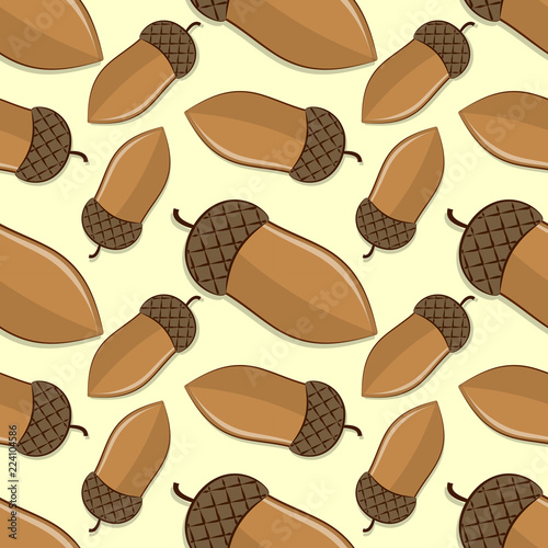 Acorn seamless pattern. Vector illustration. 