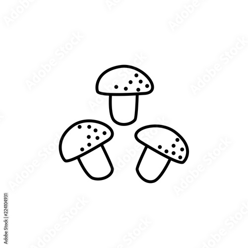 White mushroom. Button mushroom. Champignon.  Line vector icon 