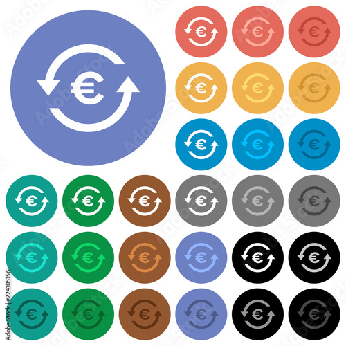 Euro pay back round flat multi colored icons