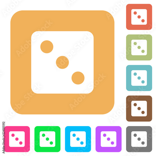 Dice three rounded square flat icons